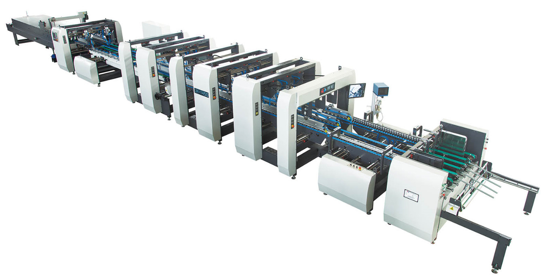 300-800gsm ห้าชั้นกระดาษลูกฟูกโฟลเดอร์ Gluer เครื่องติดกาวโฟลเดอร์อัตโนมัติ